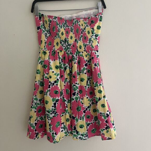 LILY PULITZER Strapless Floral Doodle Bug Daisy Dress, Pink/White/Yellow- Sz 8 - Picture 7 of 9